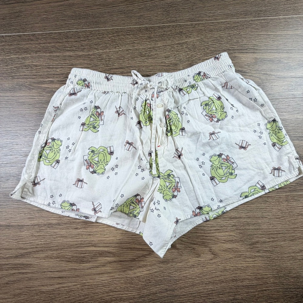 Aerie Kermit The Frog Holiday Pajama Shorts Small Christmas Boxers Soft Cozy NEW